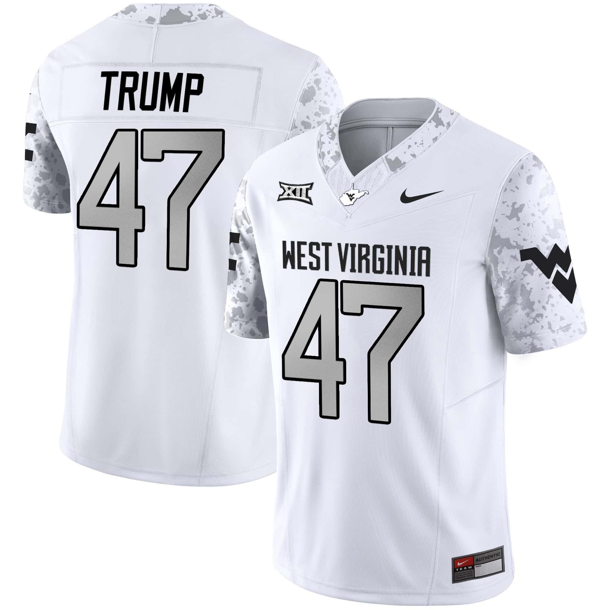 Men West Virginia Mountaineers #47 Trump White 2024 Nike Vapor Limited NCAA Jersey